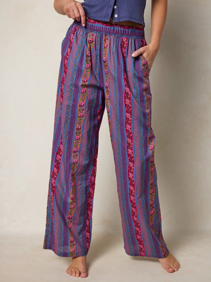 Mix & Match Cotton Pajama Pants - Retro Ribbons Navy