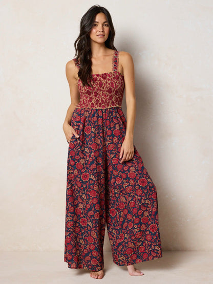 Sedona Jumpsuit - Ornate Paisley Navy