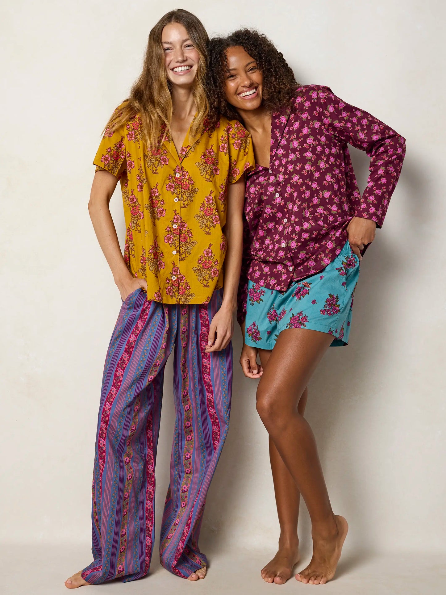 Mix & Match Cotton Pajama Pants - Retro Ribbons Navy