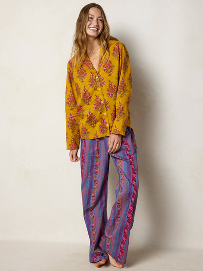 Mix & Match Cotton Pajama Pants - Retro Ribbons Navy