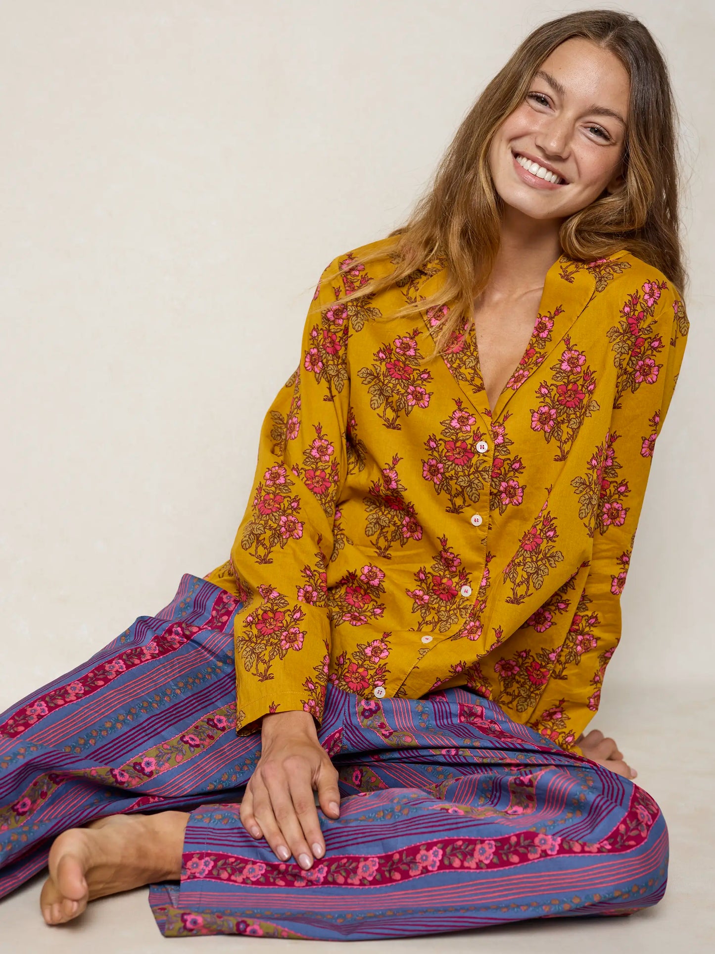 Mix & Match Cotton Pajama Pants - Retro Ribbons Navy
