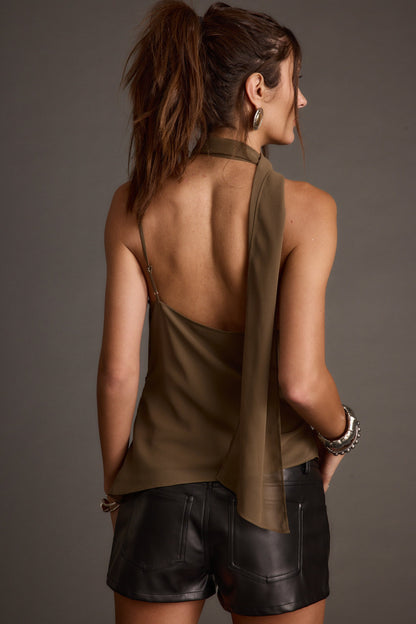 Jessika Taupe Chiffon Scarf Top