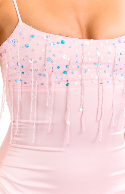 Keane Light Pink Party Mini Dress