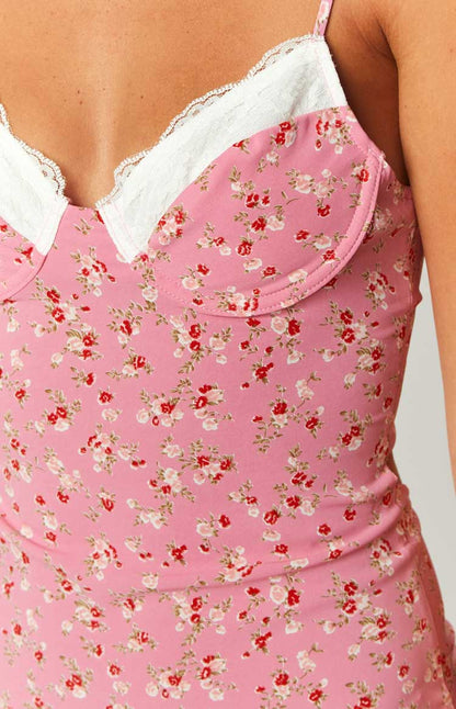 Kinsley Pink Floral Midi Dress
