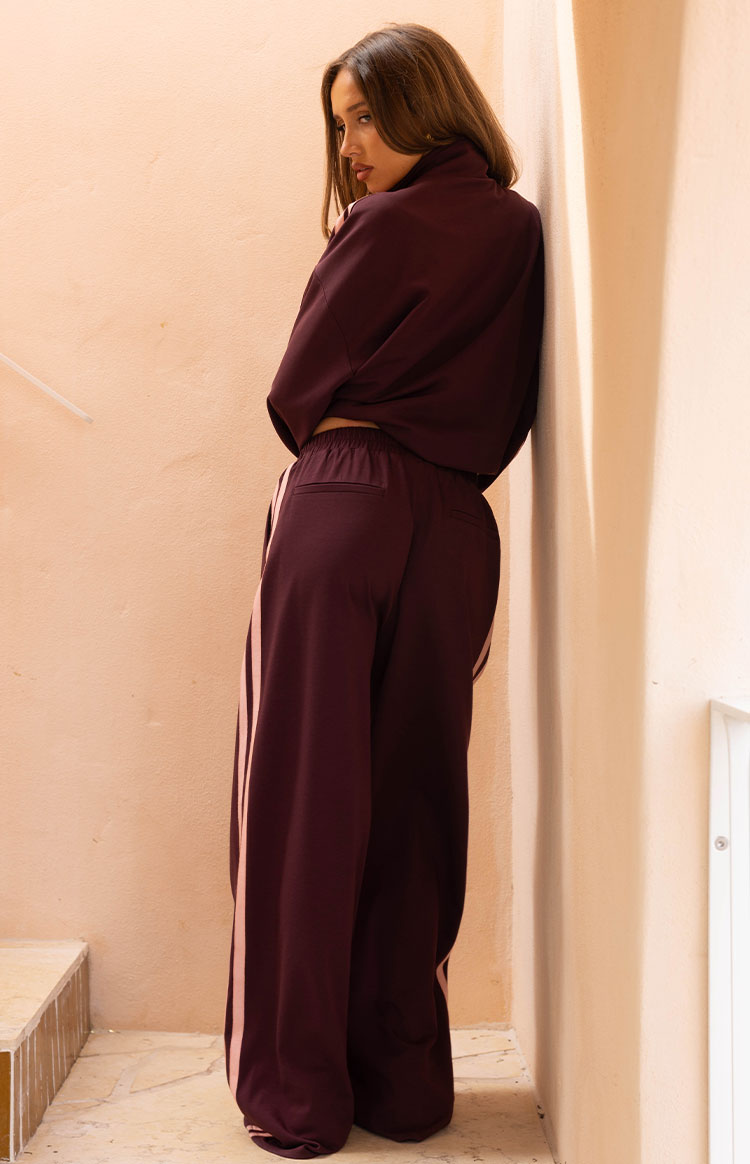 Kosie Burgundy and Pink Stripe Track Jacket