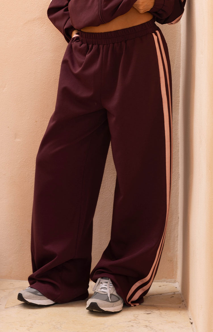 Kosie Burgundy and Pink Stripe Track Pants - PRE ORDER