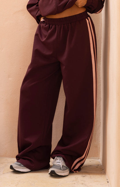 Kosie Burgundy and Pink Stripe Track Pants - PRE ORDER
