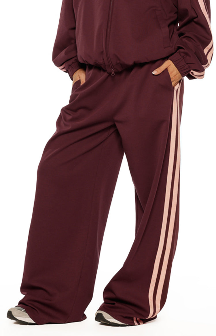 Kosie Burgundy and Pink Stripe Track Pants - PRE ORDER