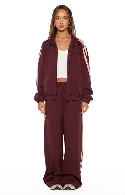 Kosie Burgundy and Pink Stripe Track Pants - PRE ORDER