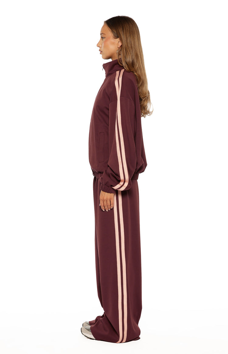 Kosie Burgundy and Pink Stripe Track Pants - PRE ORDER