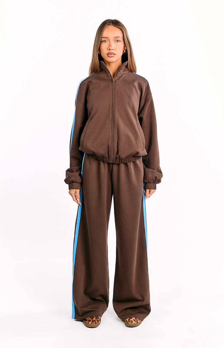 Kosie Chocolate And Blue Stripe Track Pants - PRE ORDER