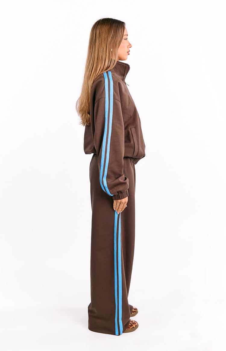 Kosie Chocolate And Blue Stripe Track Pants - PRE ORDER