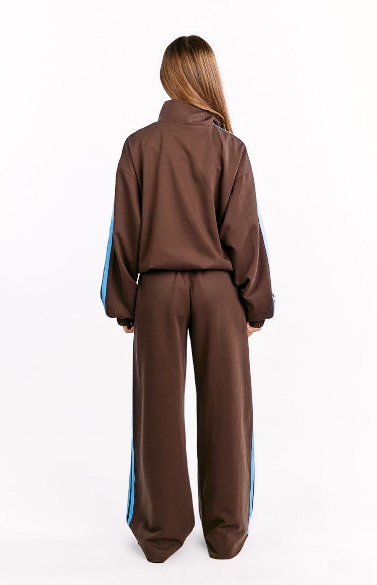 Kosie Chocolate And Blue Stripe Track Pants - PRE ORDER