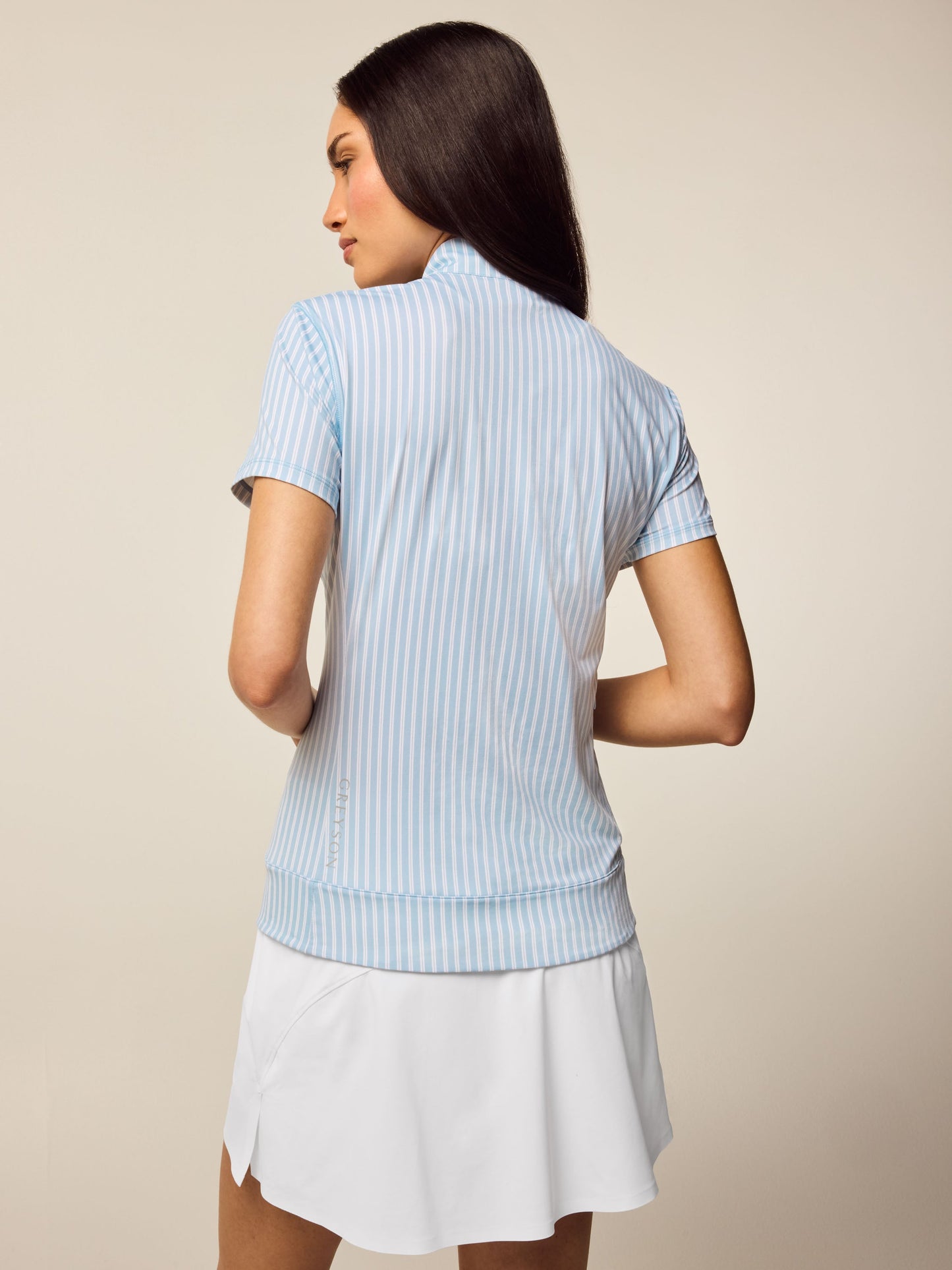 Halley Windsor Stripe Short Sleeve Quarter-Zip