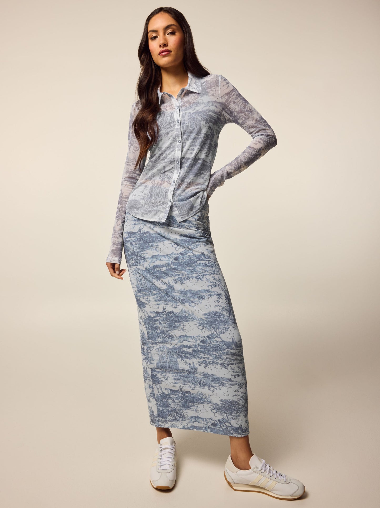 Huntress Toile Mesh Button-Down Shirt