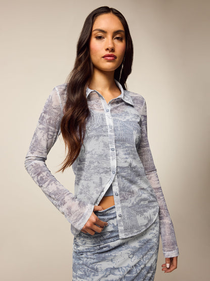 Huntress Toile Mesh Button-Down Shirt