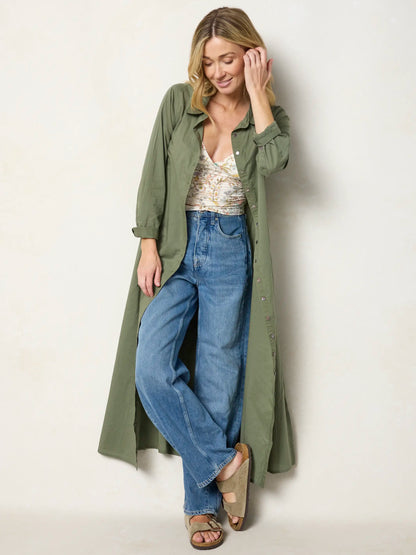 Drew Cotton Shirt Dress - Olive