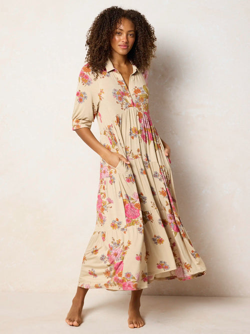 Rebecca "ButterSoft" Midi Dress - English Garden Cream
