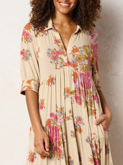 Rebecca "ButterSoft" Midi Dress - English Garden Cream
