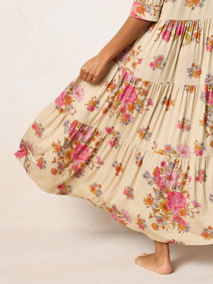Rebecca "ButterSoft" Midi Dress - English Garden Cream