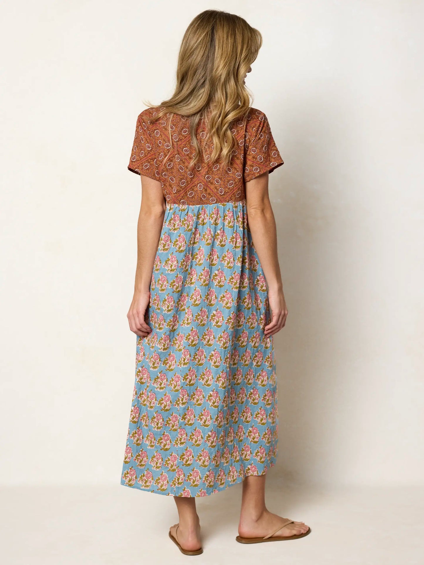 Avery Midi Dress - Wildflower Tiles Rust