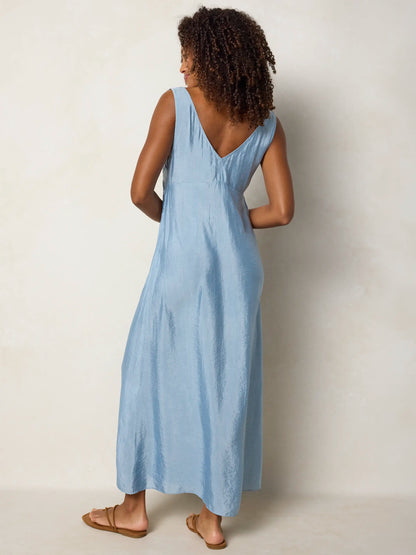 Bella Embroidered Maxi Dress - Dusty Blue