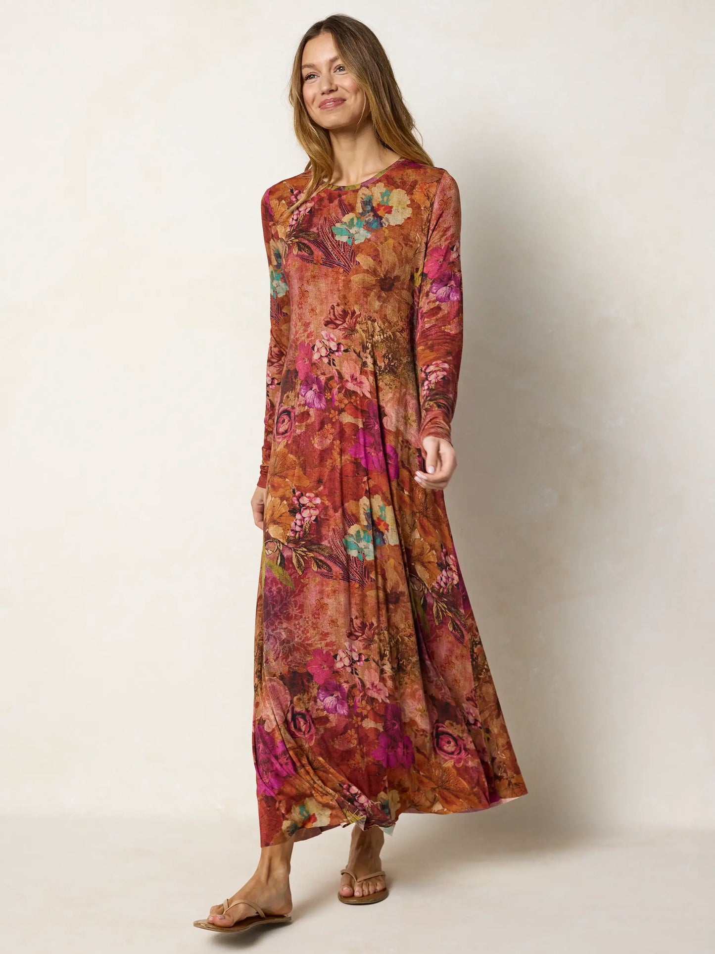 Stevie "ButterSoft" Knit Maxi Dress - Autumn Electric Garden
