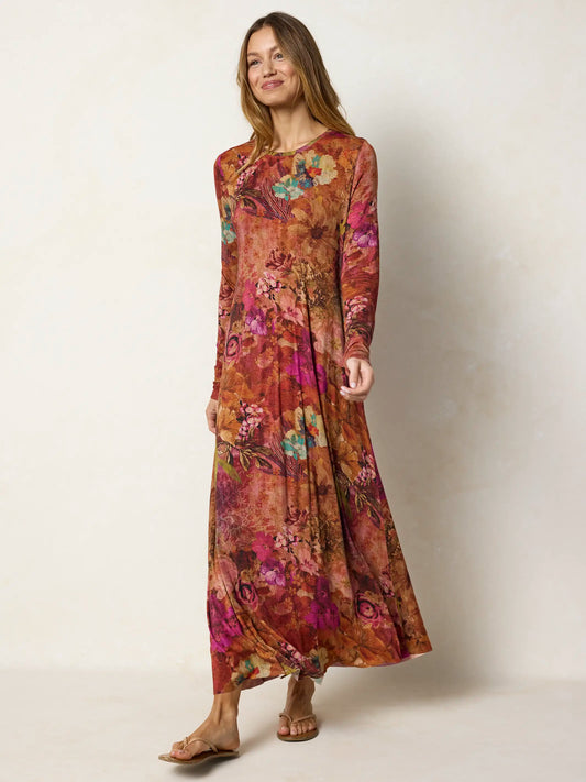 Stevie "ButterSoft" Knit Maxi Dress - Autumn Electric Garden