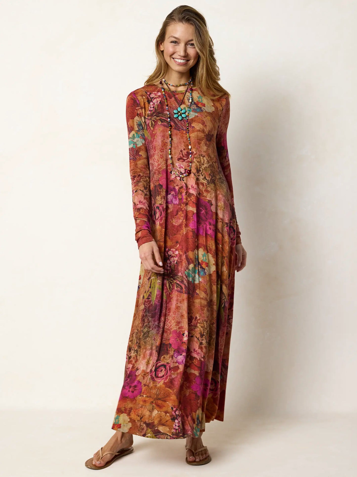 Stevie "ButterSoft" Knit Maxi Dress - Autumn Electric Garden