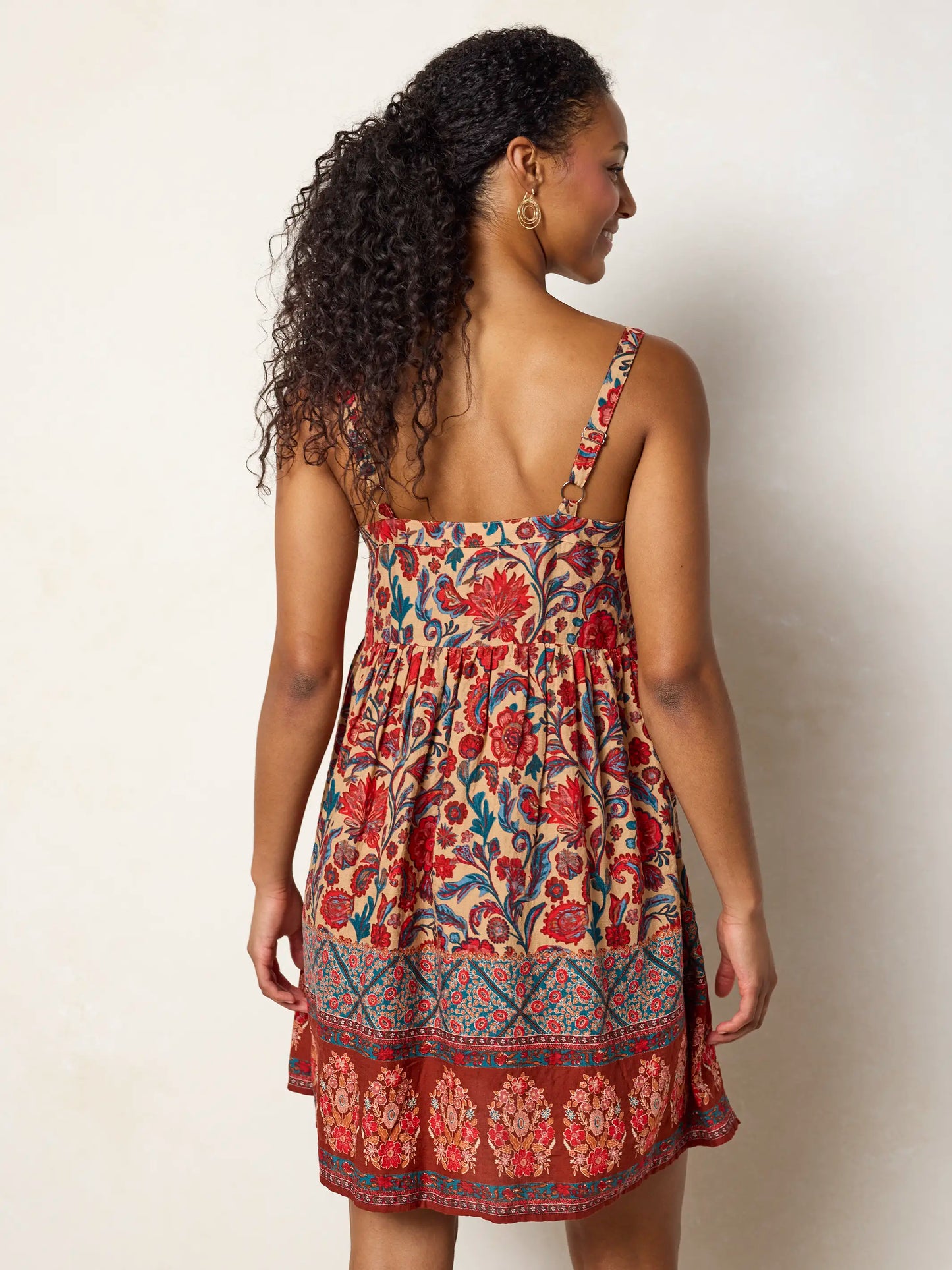 Patti Tie-Front Mini Dress - Sunnyfield Floral Tan