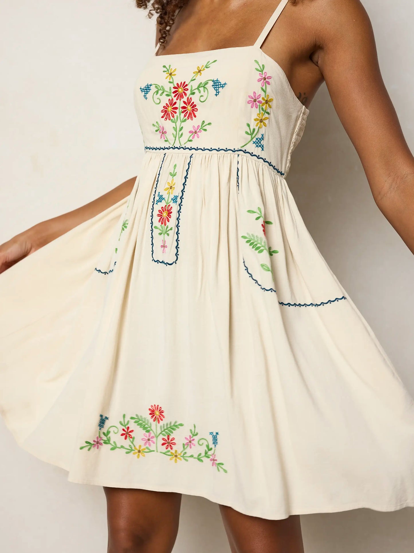 Bailey Embroidered Mini Dress - Oatmeal