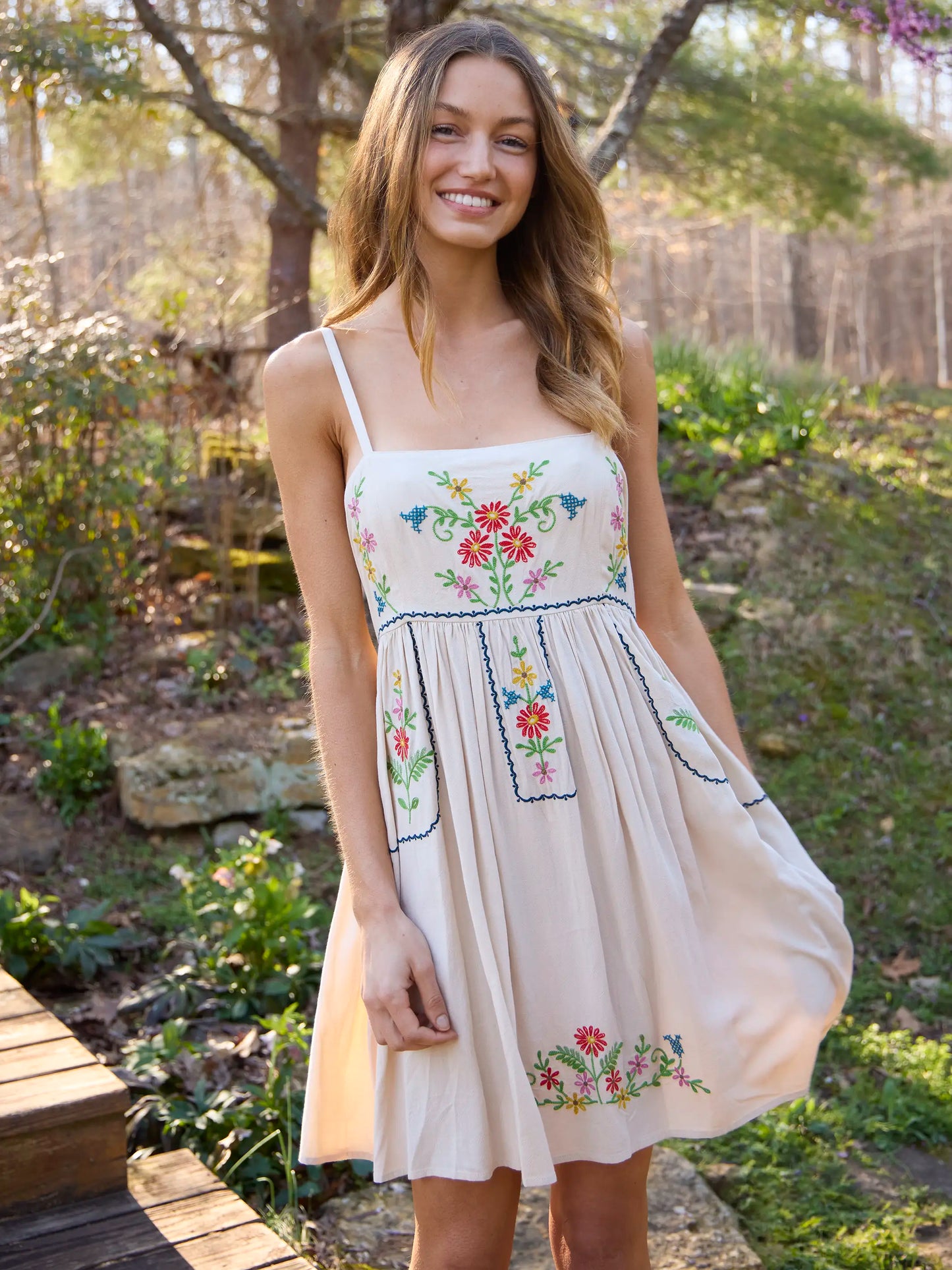 Bailey Embroidered Mini Dress - Oatmeal