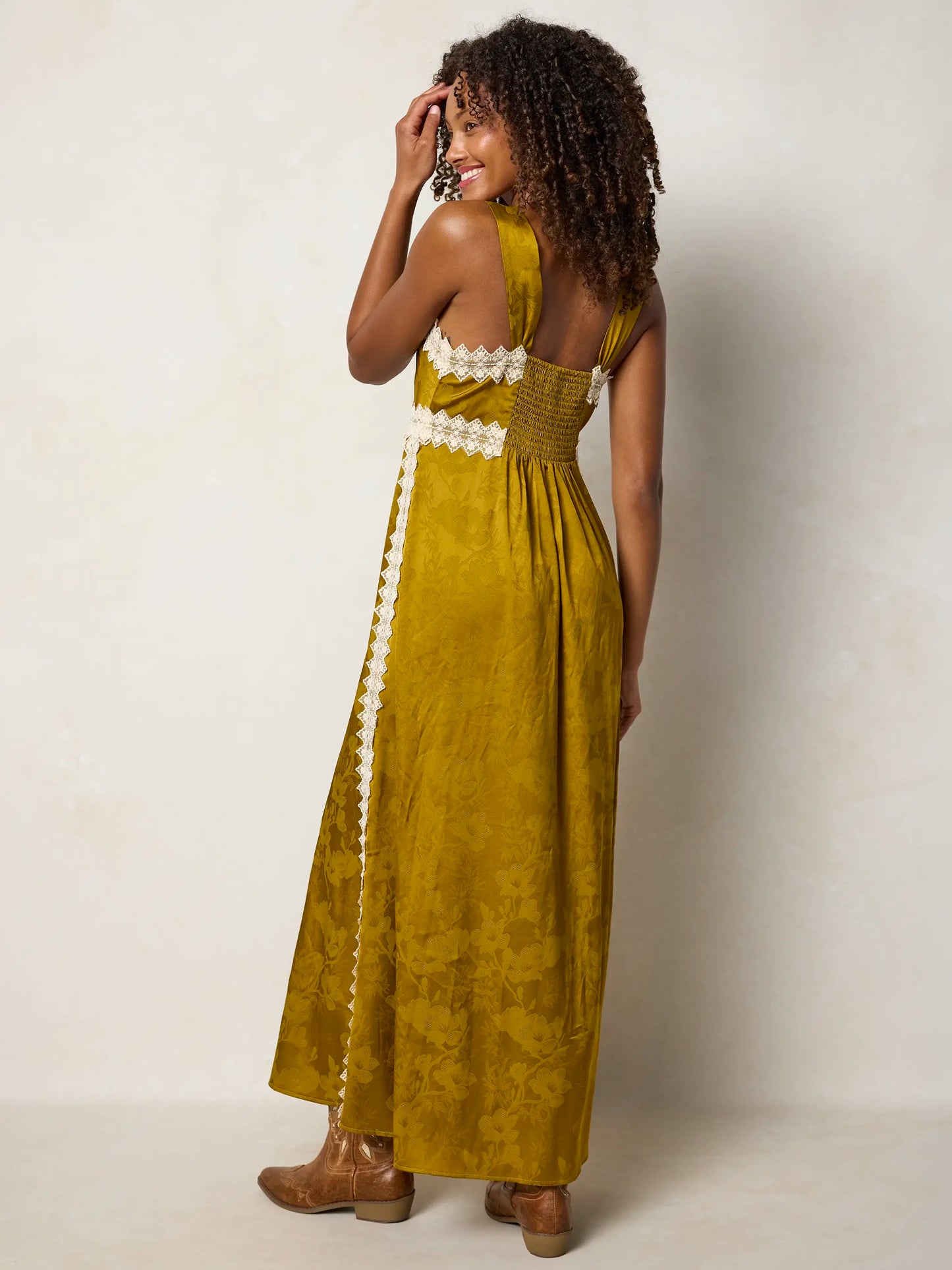 Tennessee Lace Trim Maxi Dress - Goldenrod