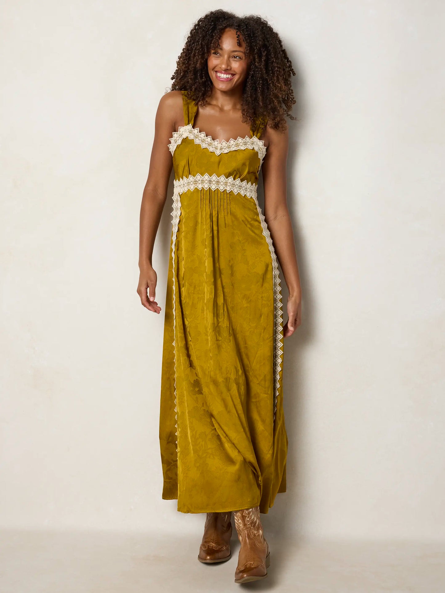 Tennessee Lace Trim Maxi Dress - Goldenrod