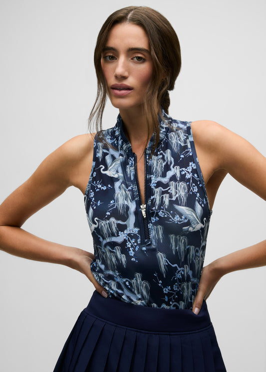 Shadow Flight Sleeveless Vesta Mock Neck Top