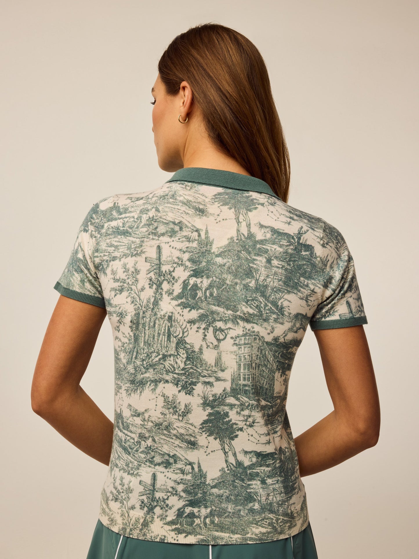 Huntress Toile Leith Merino Short Sleeve Sweater