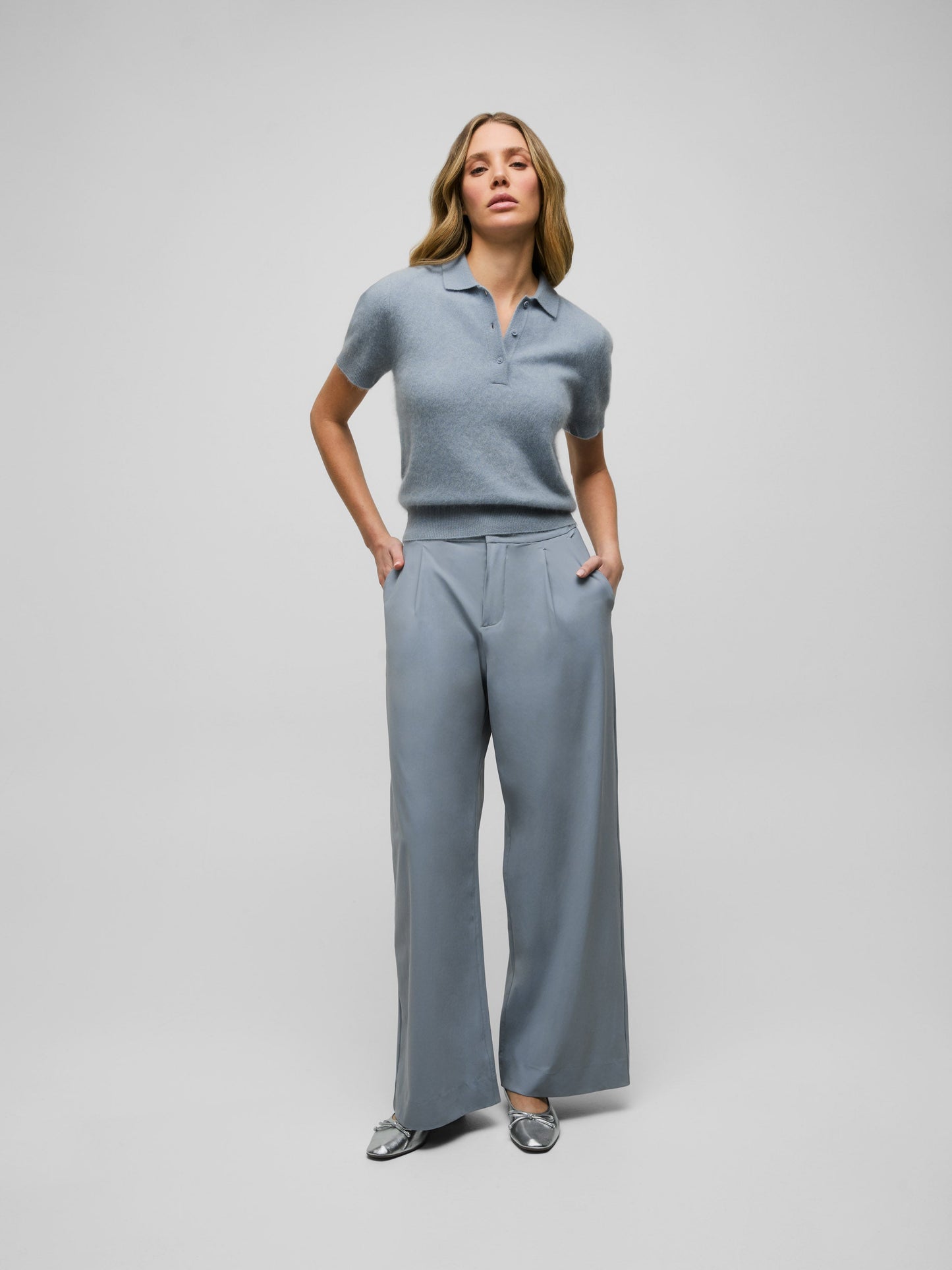Brushed Bardot Cashmere Short Sleeve Sweater