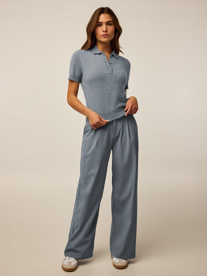 Brushed Bardot Cashmere Short Sleeve Sweater