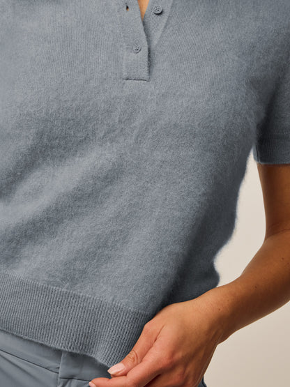 Brushed Bardot Cashmere Short Sleeve Sweater