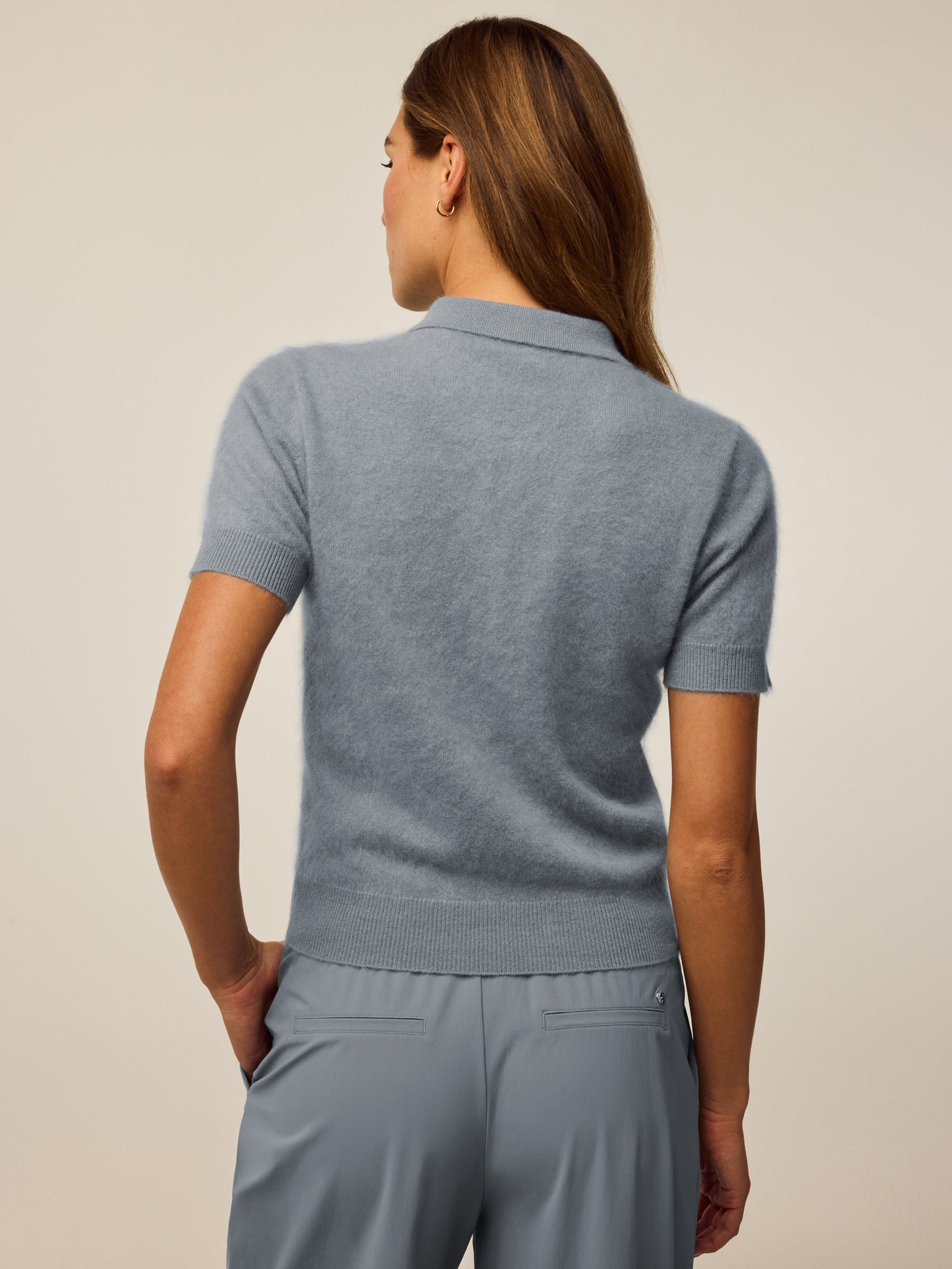 Brushed Bardot Cashmere Short Sleeve Sweater