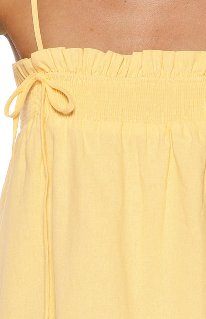 Leone Yellow Shirred Bust Mini Dress