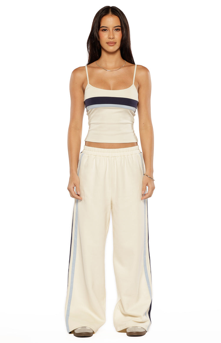 Leya White Contrast Stripe Singlet