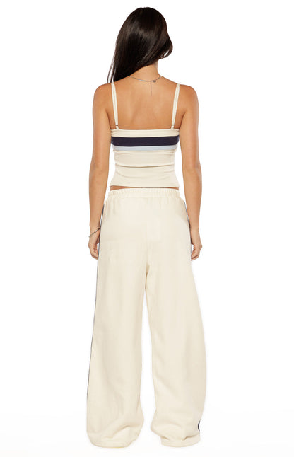 Leya White Contrast Stripe Pants