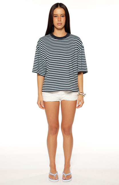 Lioness Bloom Short Sleeve Top Navy Sea Stripe