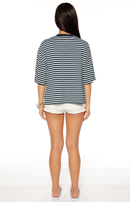 Lioness Bloom Short Sleeve Top Navy Sea Stripe