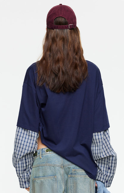 Lioness Bottega Navy Layered Contrast Sleeve Shirt