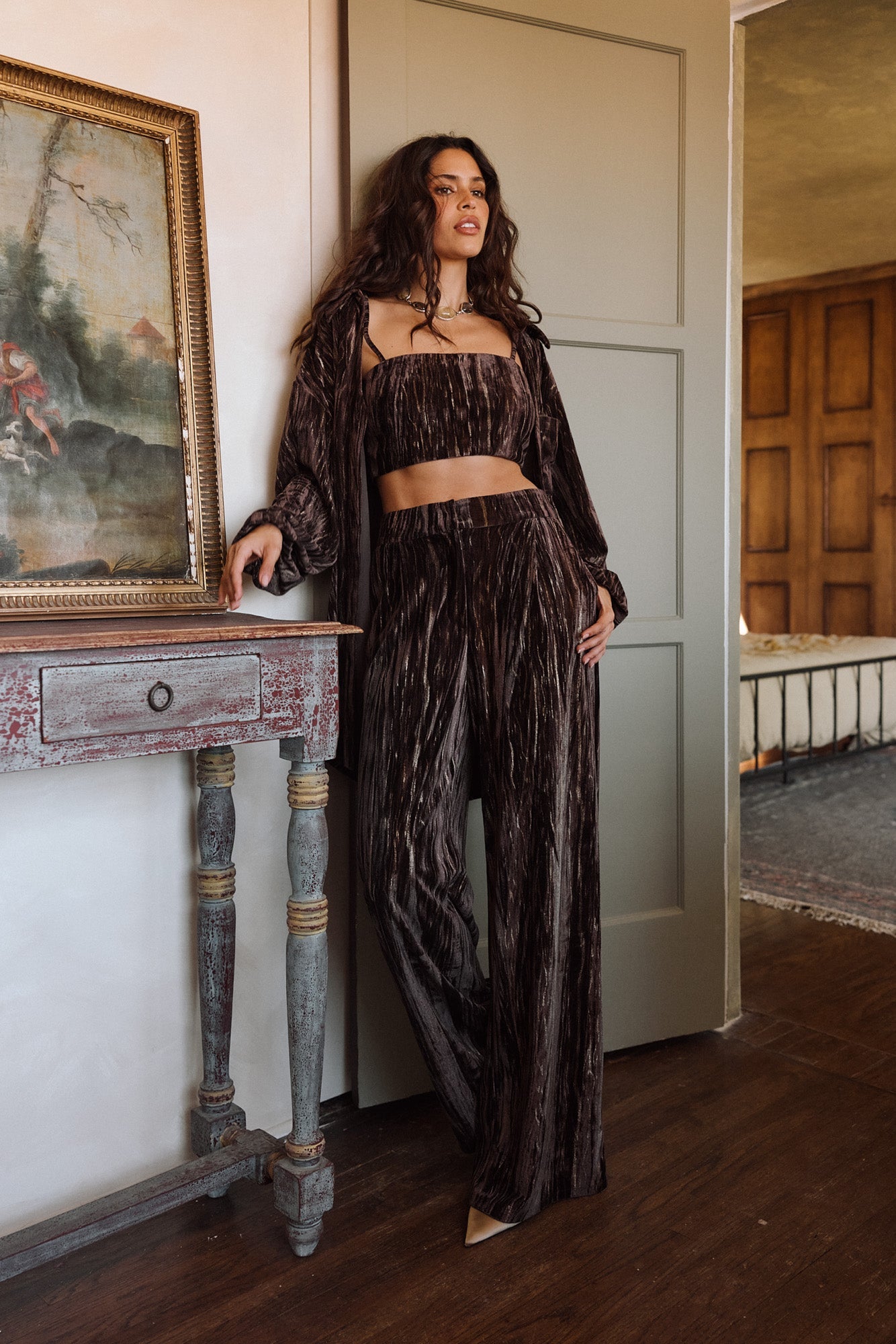 Rhea Espresso Velvet Trousers
