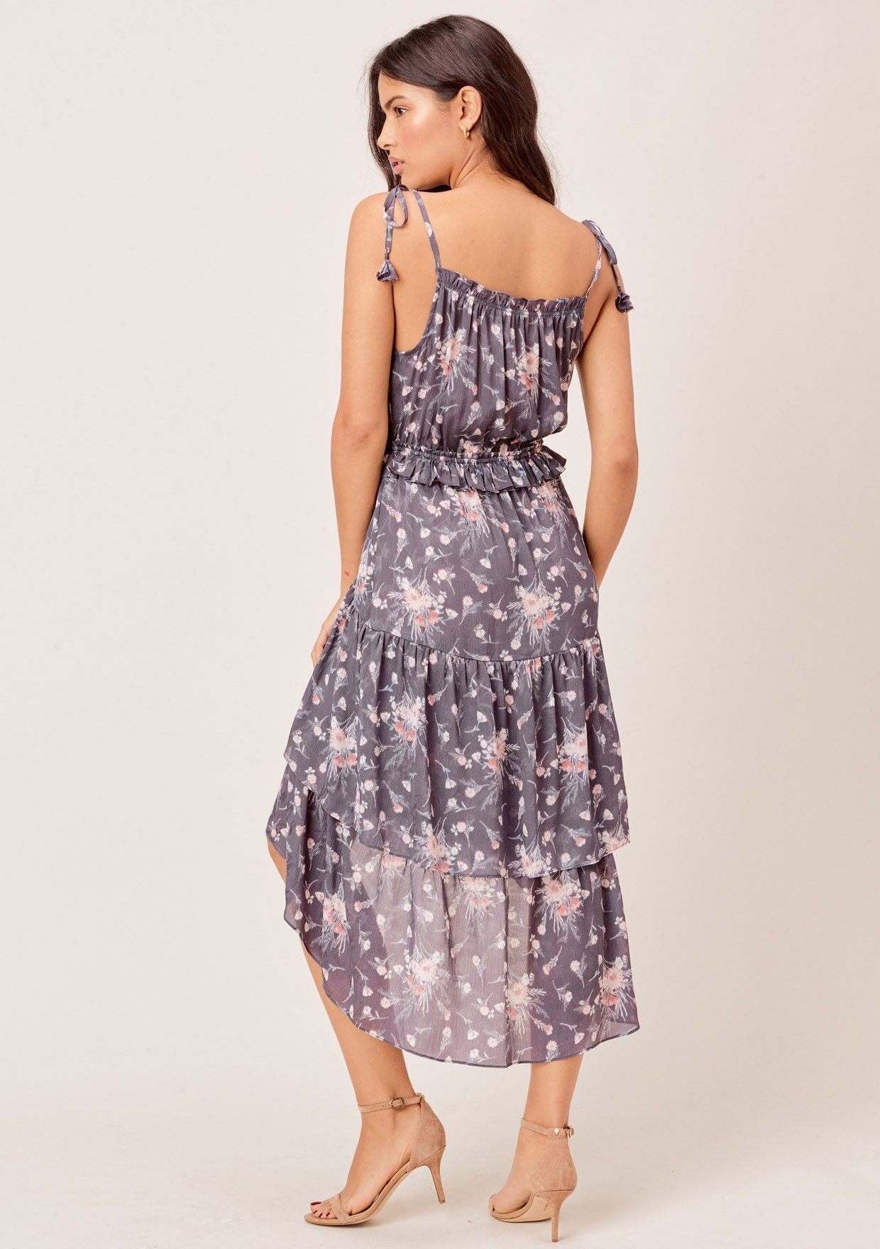 Nieva Floral Tie Strap Midi Dress