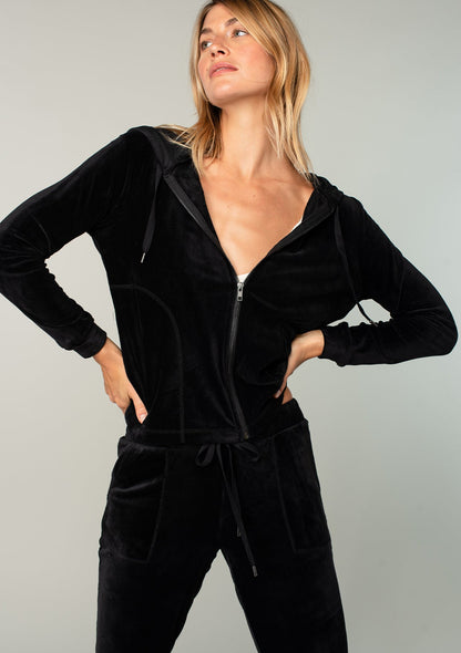 Joey Velour Zip-Up Hoodie