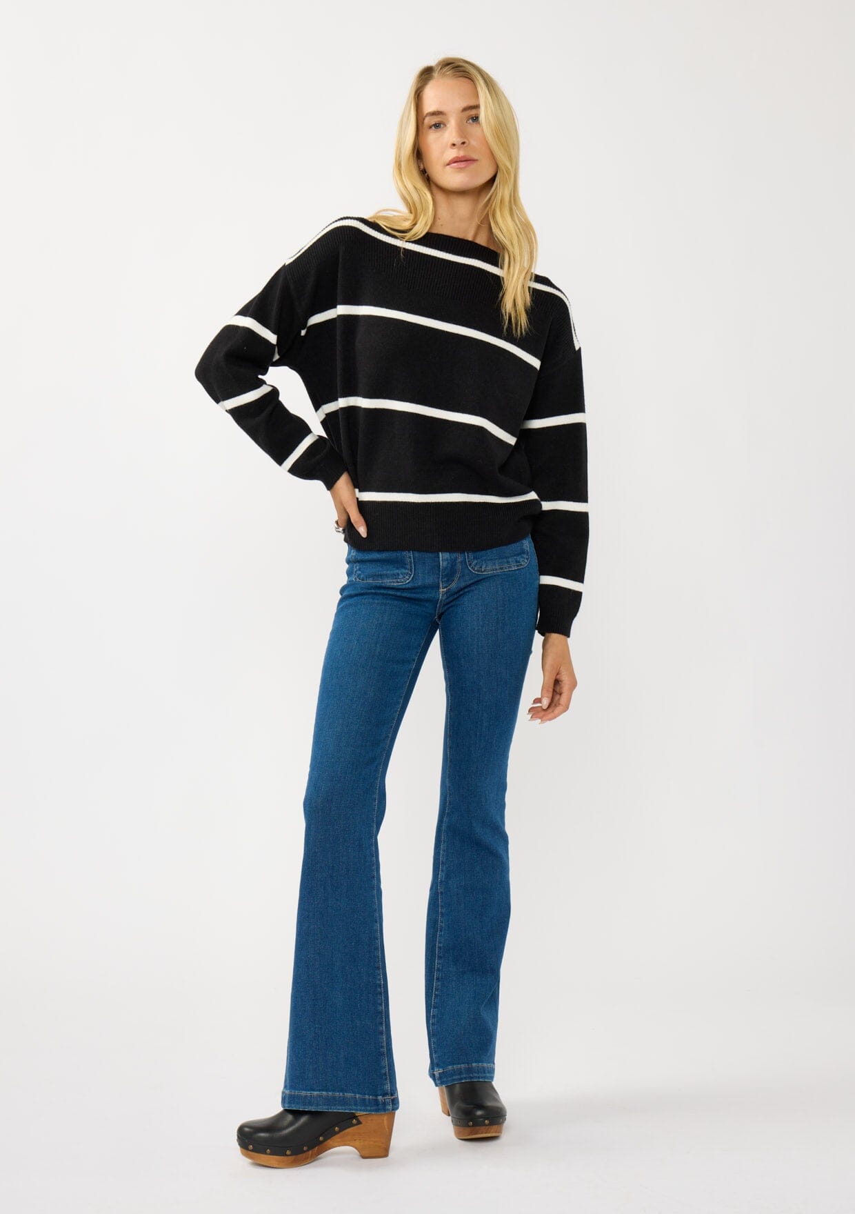 Serena Stripe Boat Neck Pullover
